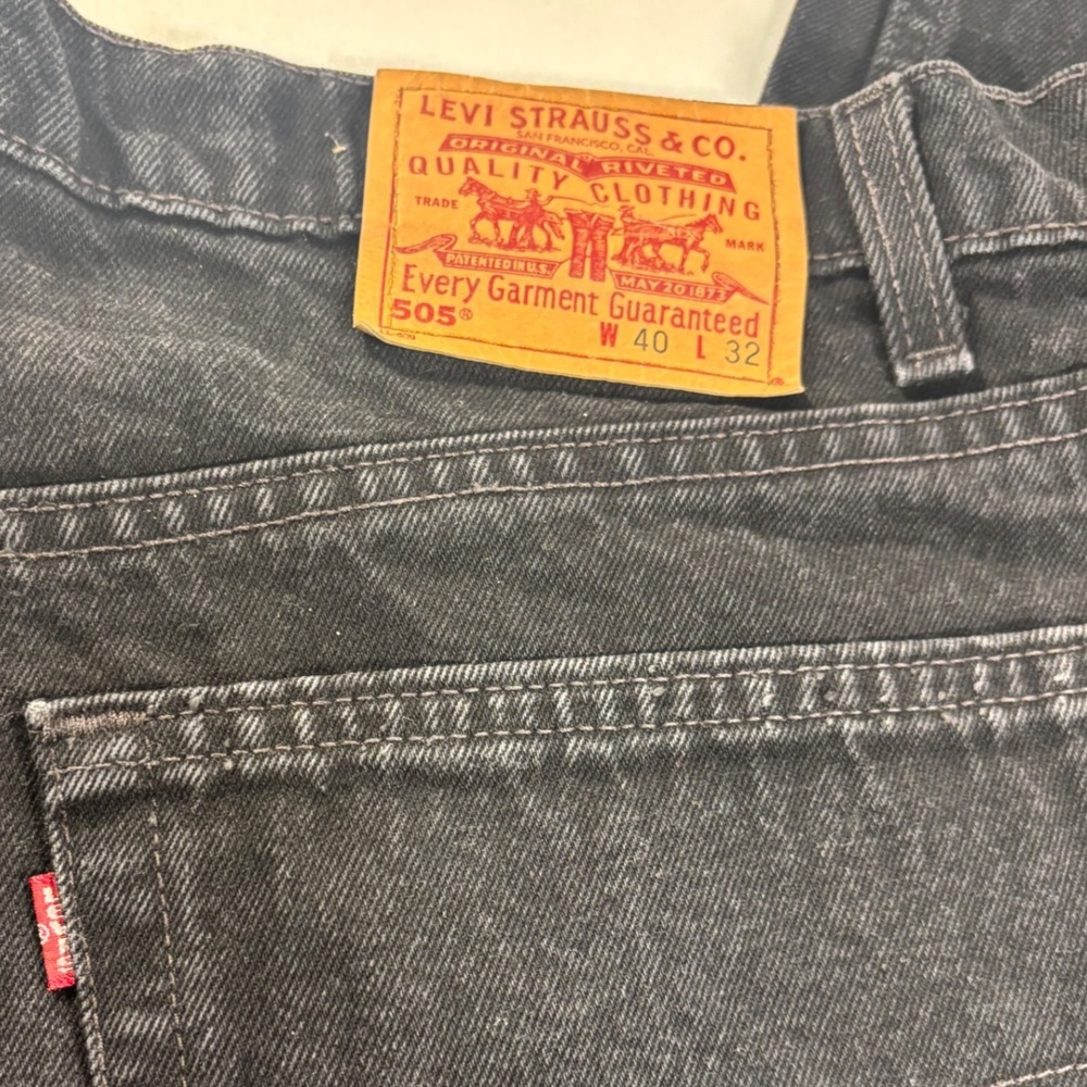 Vintage 1998 Levi's 505 Regular Fit Straight Leg Jeans Black Wash‎ Mens W40 L32
